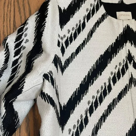 Chico’s Coat Jacket Women’s Size 2 (Large 12) Petite Black & White Beautiful EUC - Picture 9 of 11